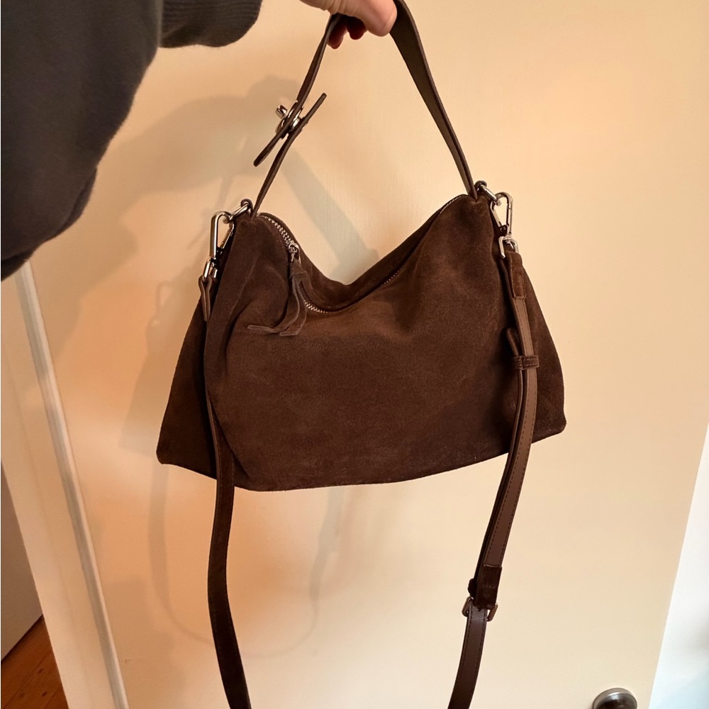 Elegant Brown Suede Shoulder Bag